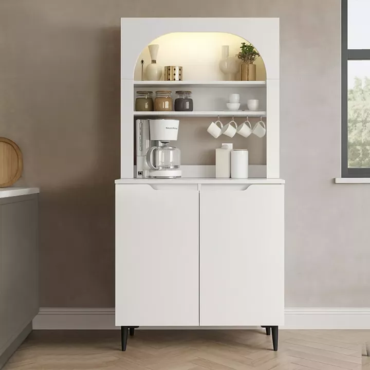 Έπιπλο κουζίνας με LED Melinta 2 Megapap χρώμα λευκό 90x40x181,8εκ.