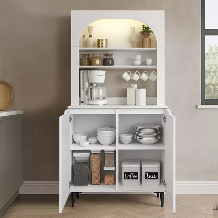 Έπιπλο κουζίνας με LED Melinta 2 Megapap χρώμα λευκό 90x40x181,8εκ.