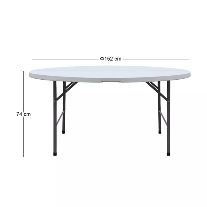 Τραπέζι catering - συνεδρίου Capri Megapap πτυσσόμενο – βαλίτσα στρογγυλό χρώμα λευκό του πάγου Ø152x74εκ.