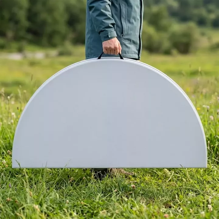 Τραπέζι catering - συνεδρίου Capri Megapap πτυσσόμενο – βαλίτσα στρογγυλό χρώμα λευκό του πάγου Ø152x74εκ.