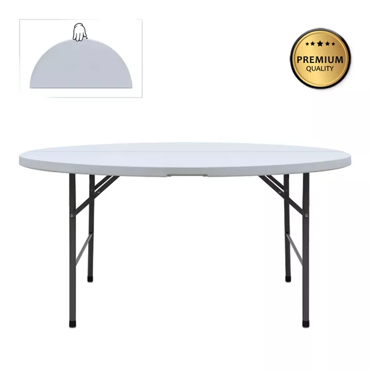 Τραπέζι catering - συνεδρίου Capri Megapap πτυσσόμενο – βαλίτσα στρογγυλό χρώμα λευκό του πάγου Ø152x74εκ.
