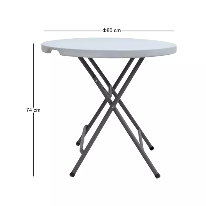 Τραπέζι catering - συνεδρίου Capri Megapap πτυσσόμενο - στρογγυλό μονοκόμματη επιφάνεια χρώμα λευκό του πάγου Ø80x74εκ.