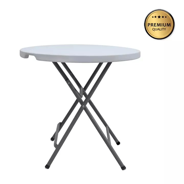 Τραπέζι catering - συνεδρίου Capri Megapap πτυσσόμενο - στρογγυλό μονοκόμματη επιφάνεια χρώμα λευκό του πάγου Ø80x74εκ.