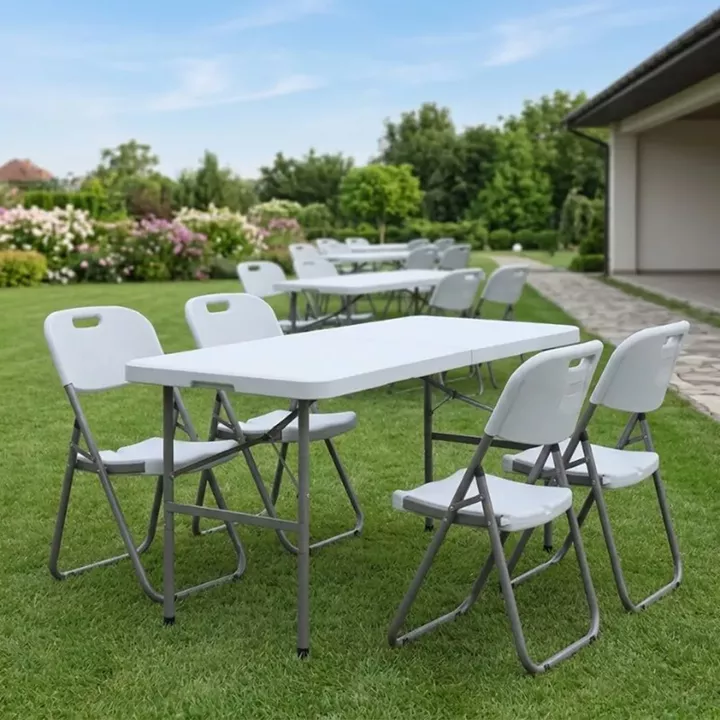 Τραπέζι catering - συνεδρίου Capri Megapap πτυσσόμενο - βαλίτσα χρώμα λευκό του πάγου 120x60x74εκ.