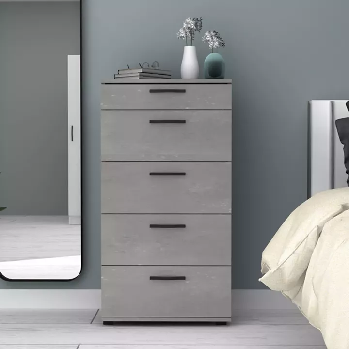 Συρταριέρα Helia Megapap χρώμα γκρι σκυροδέματος 60x44x108εκ.