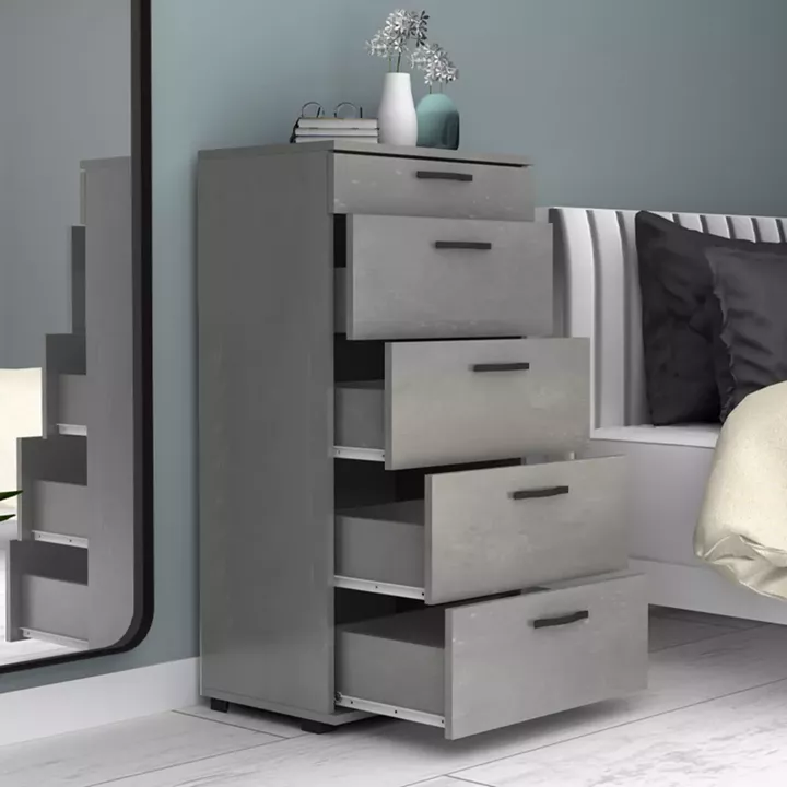 Συρταριέρα Helia Megapap χρώμα γκρι σκυροδέματος 60x44x108εκ.