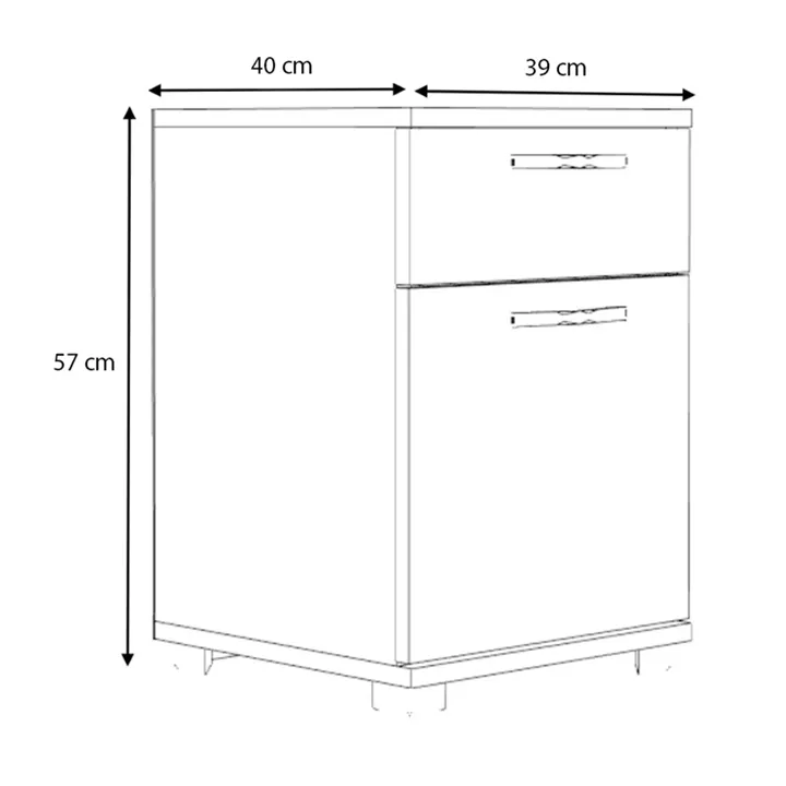 Κομοδίνο - Συρταριέρα γραφείου Veto Megapap χρώμα γκρι σκυροδέματος 40x39x57εκ.