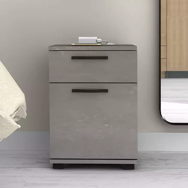 Κομοδίνο - Συρταριέρα γραφείου Veto Megapap χρώμα γκρι σκυροδέματος 40x39x57εκ.