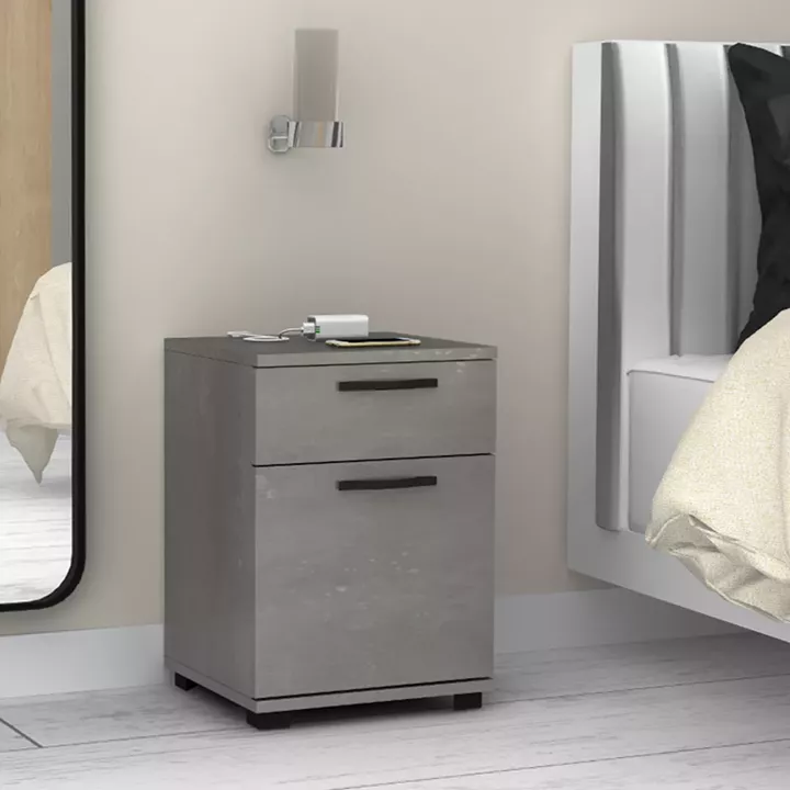 Κομοδίνο - Συρταριέρα γραφείου Veto Megapap χρώμα γκρι σκυροδέματος 40x39x57εκ.