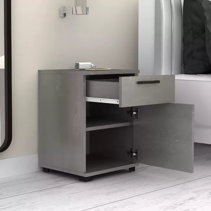 Κομοδίνο - Συρταριέρα γραφείου Veto Megapap χρώμα γκρι σκυροδέματος 40x39x57εκ.