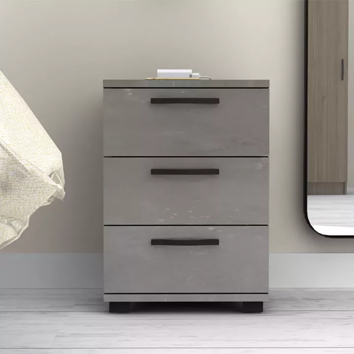 Κομοδίνο - Συρταριέρα γραφείου Roco Megapap χρώμα γκρι σκυροδέματος 40x39x57εκ.