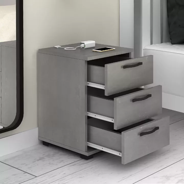 Κομοδίνο - Συρταριέρα γραφείου Roco Megapap χρώμα γκρι σκυροδέματος 40x39x57εκ.