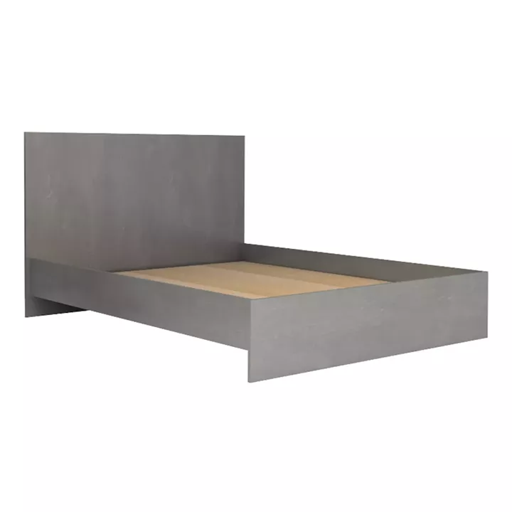 Κρεβάτι Troy Megapap χρώμα γκρι σκυροδέματος 140x190εκ.