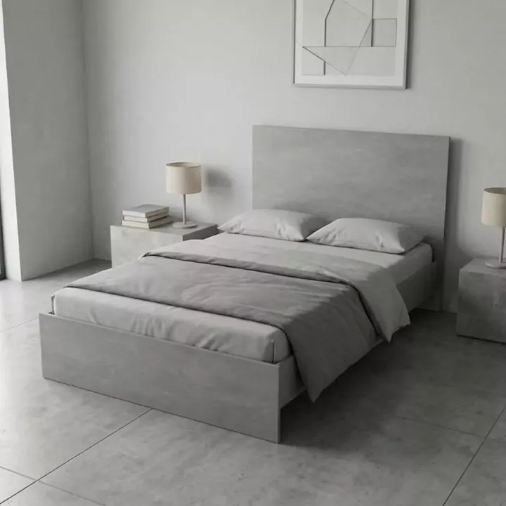 Κρεβάτι Troy Megapap χρώμα γκρι σκυροδέματος 120x200εκ.