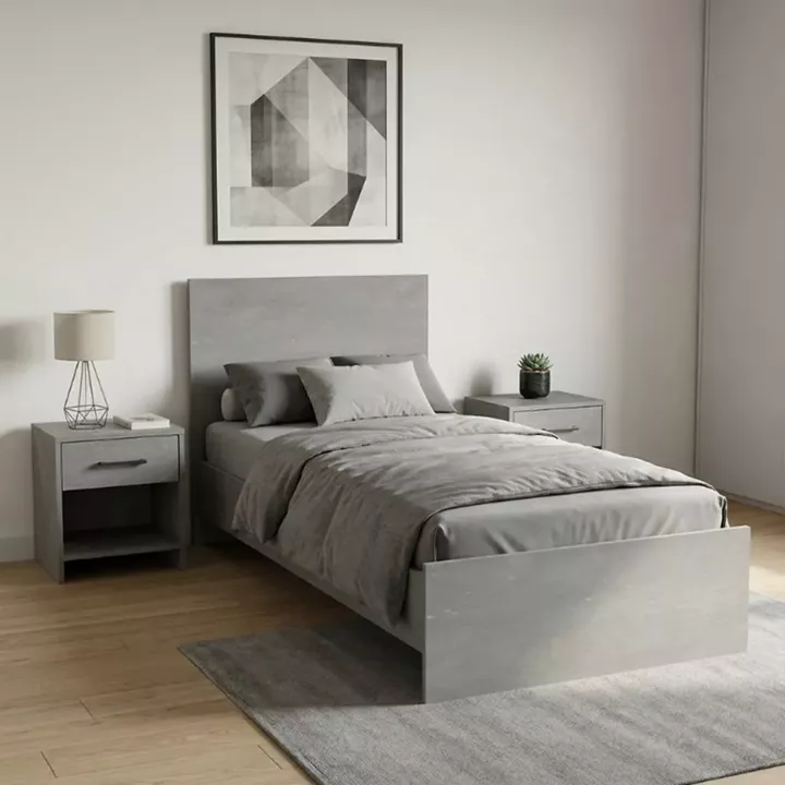 Κρεβάτι Troy Megapap χρώμα γκρι σκυροδέματος 100x200εκ.