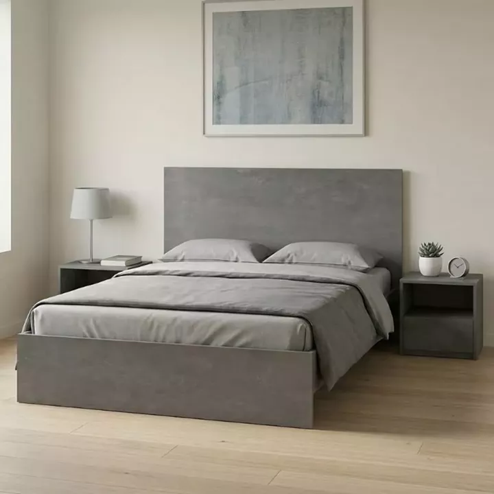 Κρεβάτι Troy Megapap χρώμα γκρι σκυροδέματος 150x200εκ.