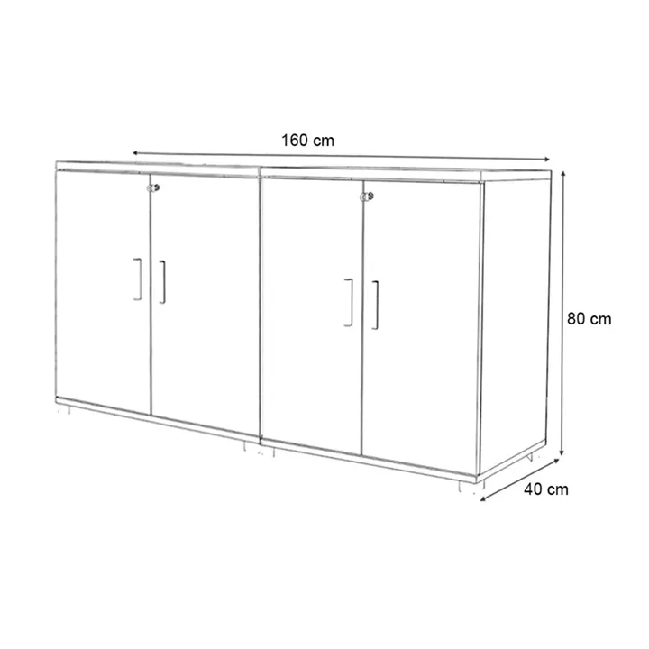 Ντουλάπι γραφείου με κλειδαριά επαγγελματικό Venturo Megapap χρώμα ανθρακί - καρυδί 160x40x80εκ.