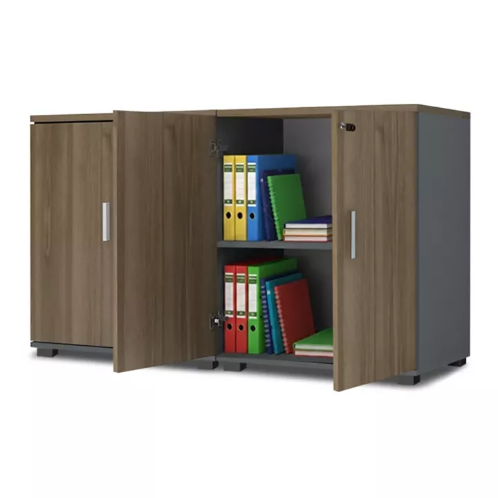 Ντουλάπι γραφείου με κλειδαριά επαγγελματικό Venturo Megapap χρώμα ανθρακί - καρυδί 160x40x80εκ.