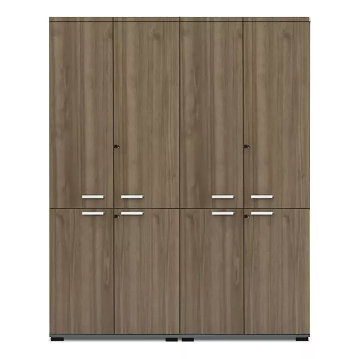 Ντουλάπα γραφείου με κλειδαριά επαγγελματική Venturo Megapap χρώμα ανθρακί - καρυδί 160x40x200εκ.