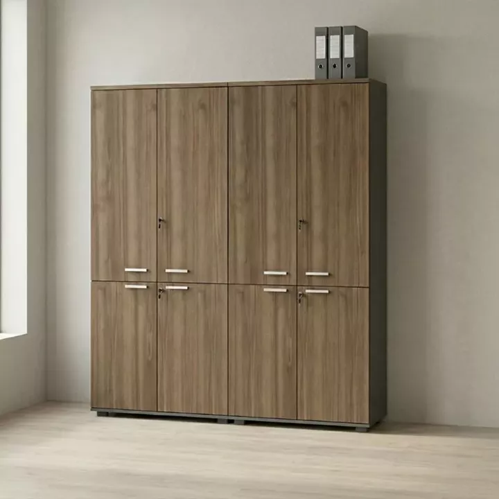 Ντουλάπα γραφείου με κλειδαριά επαγγελματική Venturo Megapap χρώμα ανθρακί - καρυδί 160x40x200εκ.