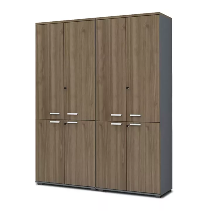 Ντουλάπα γραφείου με κλειδαριά επαγγελματική Venturo Megapap χρώμα ανθρακί - καρυδί 160x40x200εκ.