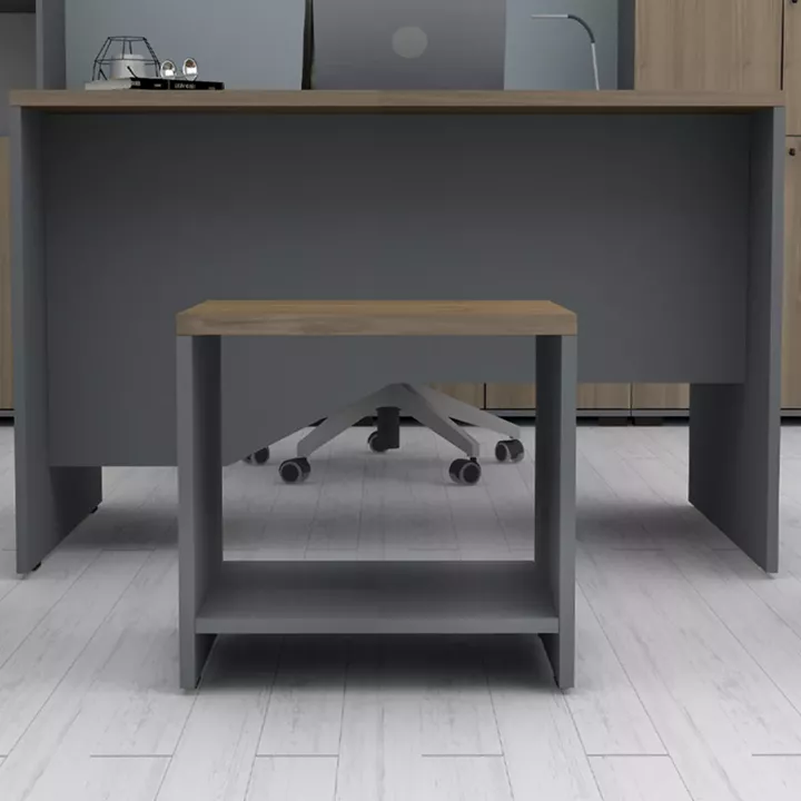 Τραπεζάκι γραφείου επαγγελματικό Venturo Megapap χρώμα ανθρακί - καρυδί 60x60x45εκ.