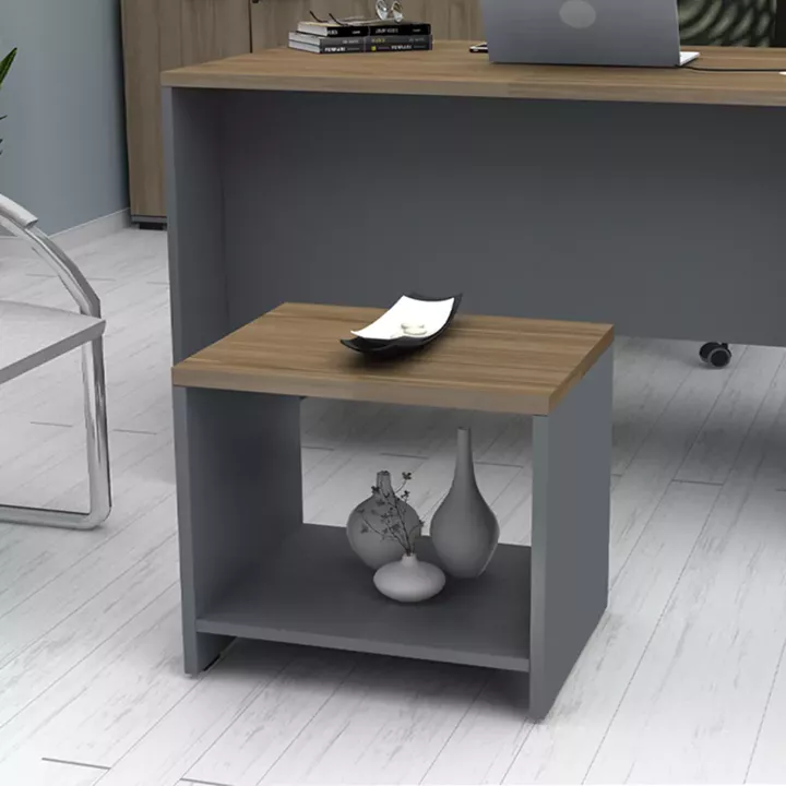 Τραπεζάκι γραφείου επαγγελματικό Venturo Megapap χρώμα ανθρακί - καρυδί 60x60x45εκ.