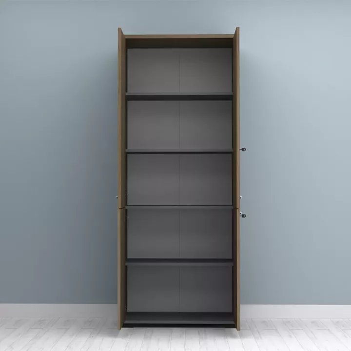 Ντουλάπα γραφείου με κλειδαριά επαγγελματική Venturo Megapap χρώμα ανθρακί - καρυδί 80x40x200εκ.