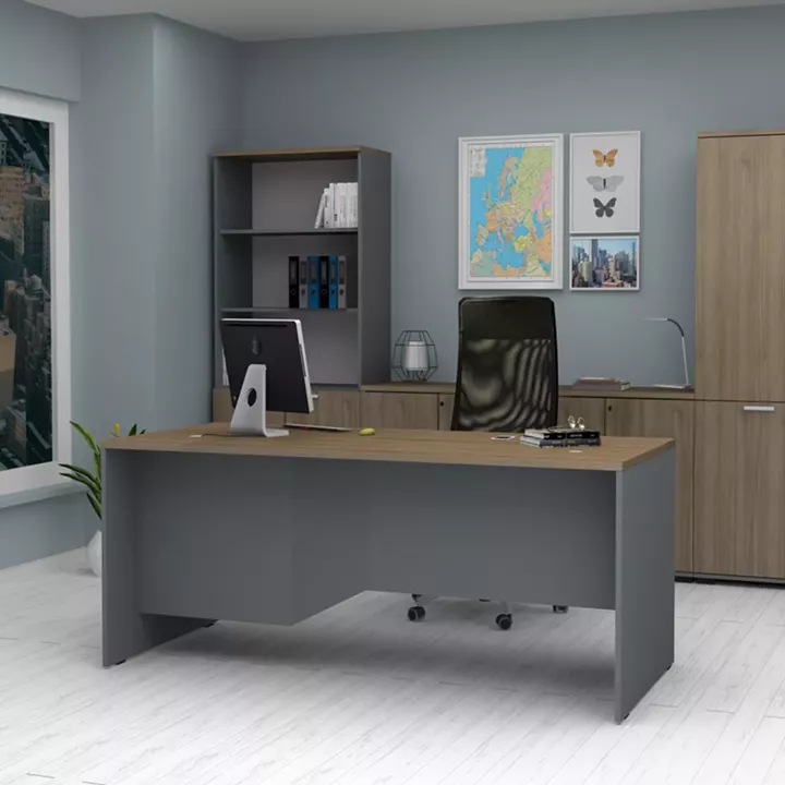 Γραφείο επαγγελματικό Venturo Megapap χρώμα ανθρακί - καρυδί 180x80x75εκ.