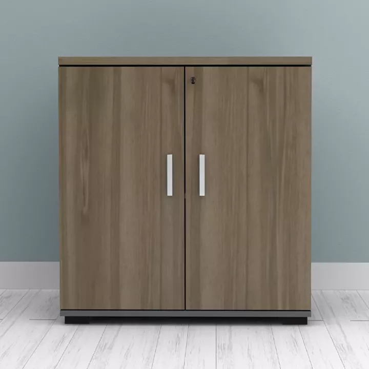 Ντουλάπι γραφείου με κλειδαριά επαγγελματικό Venturo Megapap χρώμα ανθρακί - καρυδί 80x40x80εκ.