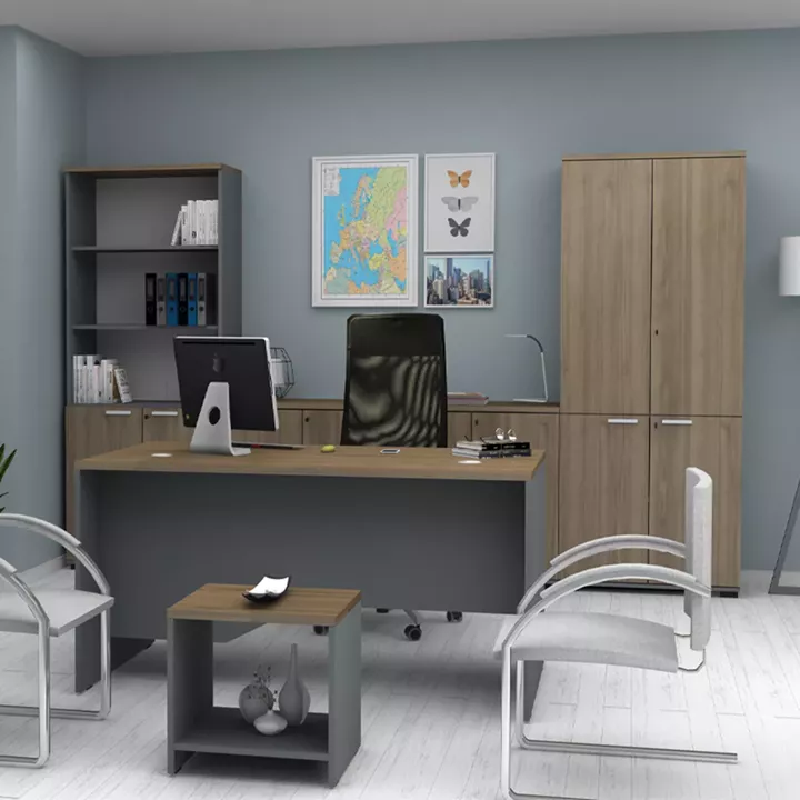 Γραφείο επαγγελματικό Venturo Megapap χρώμα ανθρακί - καρυδί 150x80x75εκ.