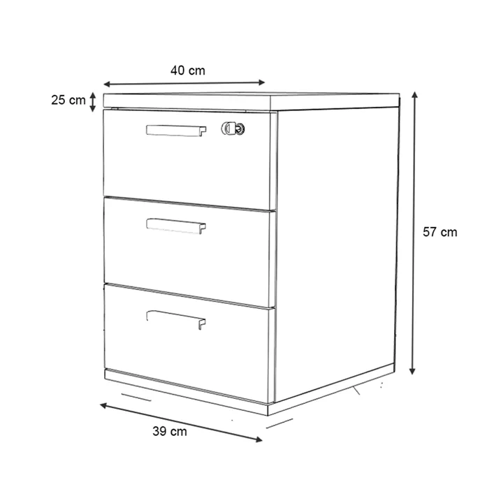 Συρταριέρα γραφείου με κλειδαριά επαγγελματική Venturo Megapap χρώμα ανθρακί - καρυδί 39x40x57εκ.