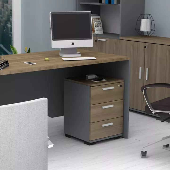 Συρταριέρα γραφείου με κλειδαριά επαγγελματική Venturo Megapap χρώμα ανθρακί - καρυδί 39x40x57εκ.