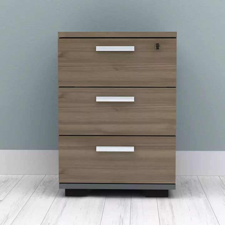 Συρταριέρα γραφείου με κλειδαριά επαγγελματική Venturo Megapap χρώμα ανθρακί - καρυδί 39x40x57εκ.