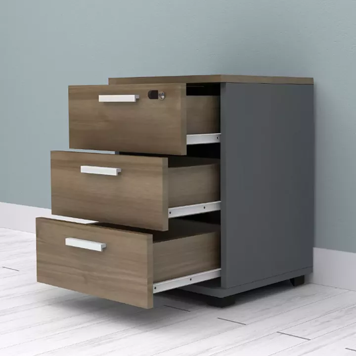 Συρταριέρα γραφείου με κλειδαριά επαγγελματική Venturo Megapap χρώμα ανθρακί - καρυδί 39x40x57εκ.