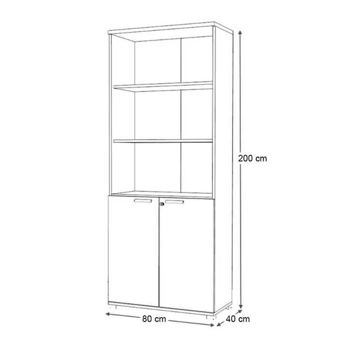 Βιβλιοθήκη γραφείου με κλειδαριά επαγγελματική Venturo Megapap χρώμα ανθρακί - καρυδί 80x40x200εκ.