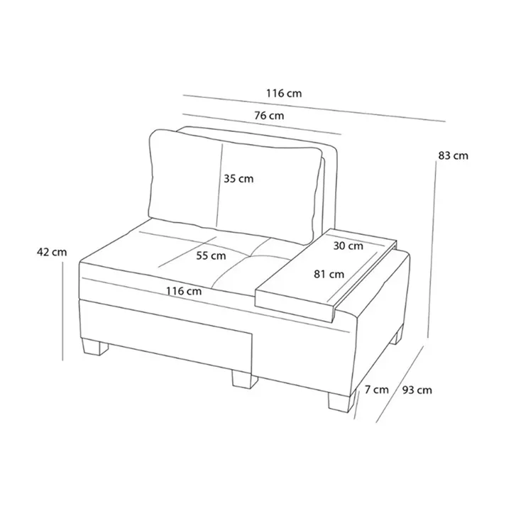 Πολυθρόνα - κρεβάτι Perenna Megapap υφασμάτινη χρώμα ανθρακί 116x93x83εκ.