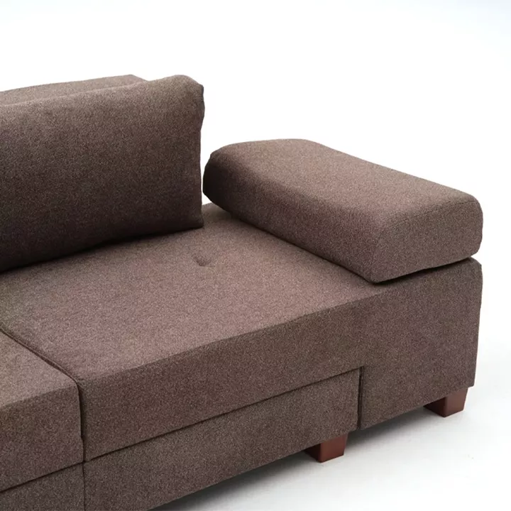 Καναπές - κρεβάτι πολυμορφικός Perenna Megapap τριθέσιος υφασμάτινος χρώμα καφέ 233x93x83εκ.