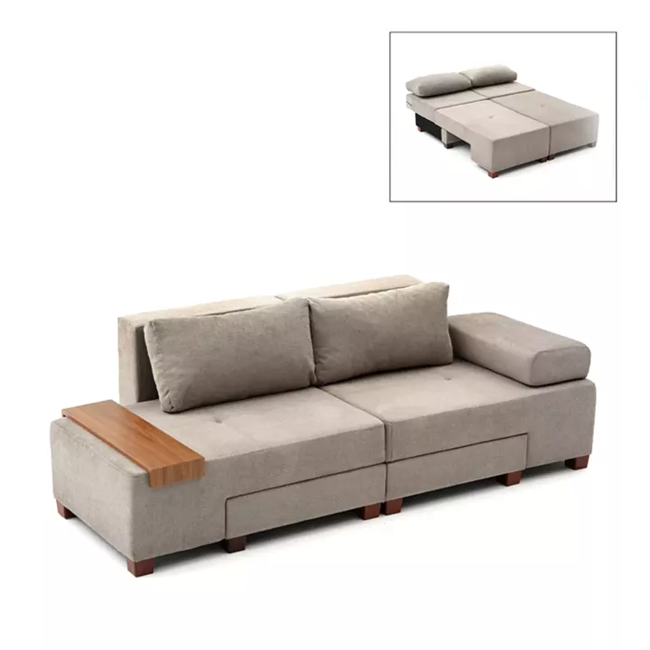 Καναπές - κρεβάτι πολυμορφικός Perenna Megapap τριθέσιος υφασμάτινος χρώμα γκρι 233x93x83εκ.