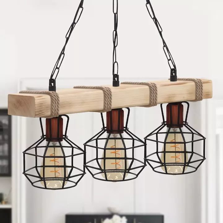 Φωτιστικό οροφής Lumenia Megapap E27 ξύλινο - μεταλλικό τρίφωτο χρώμα φυσικό - μαύρο 50x14x80εκ.