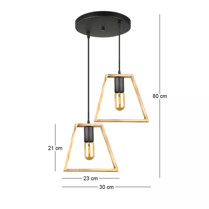 Φωτιστικό οροφής Tekli Megapap E27 ξύλινο δίφωτο χρώμα φυσικό 30x25x80εκ.