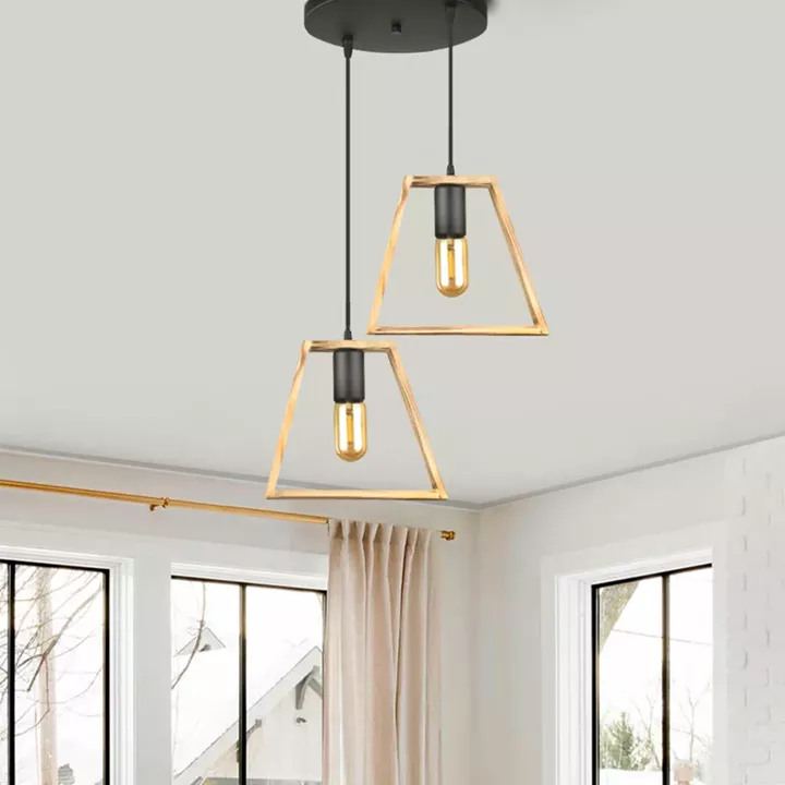 Φωτιστικό οροφής Tekli Megapap E27 ξύλινο δίφωτο χρώμα φυσικό 30x25x80εκ.