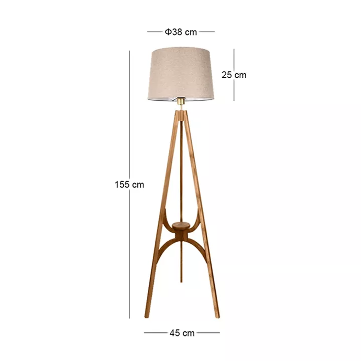 Φωτιστικό δαπέδου Solen Megapap E27 ξύλινο - ύφασμα PVC χρώμα καρυδί - μπεζ 45x45x155εκ.