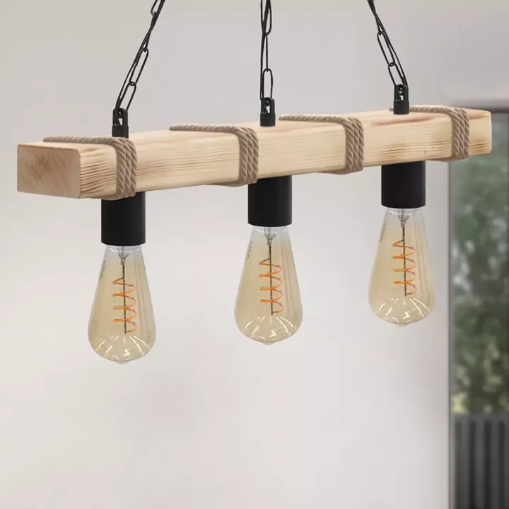 Φωτιστικό οροφής Vero Megapap E27 ξύλινο τρίφωτο χρώμα φυσικό 50x8x65εκ.