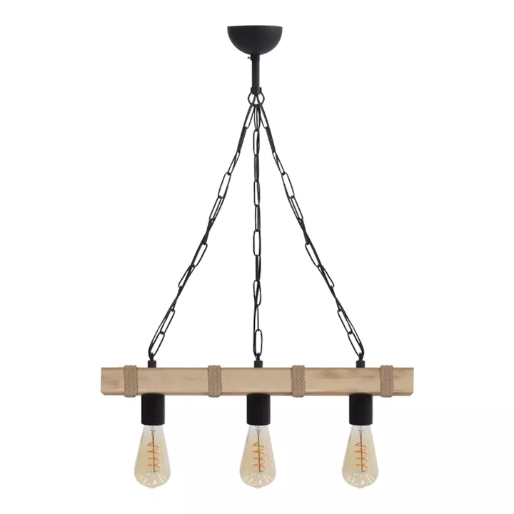 Φωτιστικό οροφής Vero Megapap E27 ξύλινο τρίφωτο χρώμα φυσικό 50x8x65εκ.