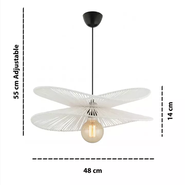 Φωτιστικό οροφής Dafodil Megapap E27 από σχοινί μονόφωτο χρώμα λευκό Ø48x55εκ.