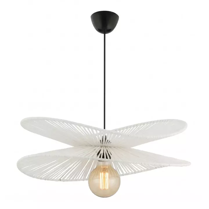 Φωτιστικό οροφής Dafodil Megapap E27 από σχοινί μονόφωτο χρώμα λευκό Ø48x55εκ.