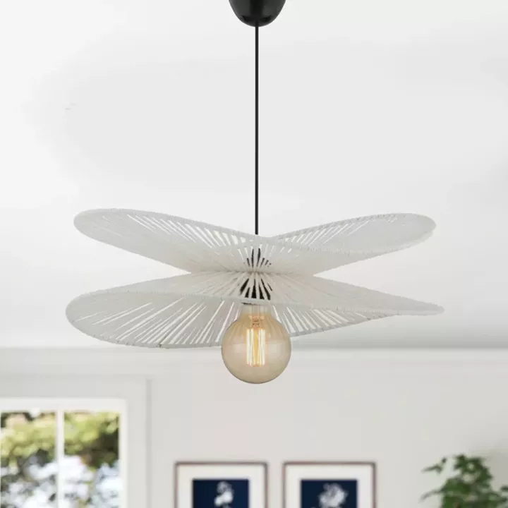 Φωτιστικό οροφής Dafodil Megapap E27 από σχοινί μονόφωτο χρώμα λευκό Ø48x55εκ.