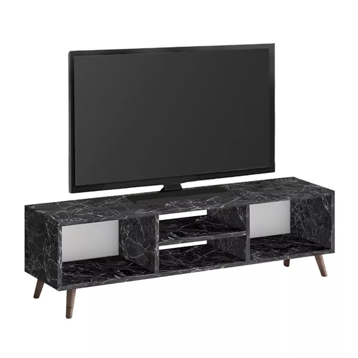 Έπιπλο τηλεόρασης Loren Megapap χρώμα μαύρο εφέ μαρμάρου 120x30x40εκ.