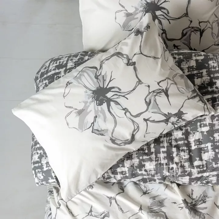 Σετ παπλωματοθήκη Hilaris Cotton Box 4 τμχ Διπλή (200x220) χρώμα ανθρακί